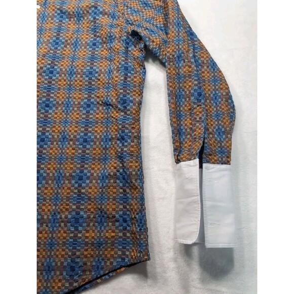 Steven Land Multicolor Square Geometric Pattern Dress Shirt 17 1/2 36/37 Tall - Picture 5 of 14